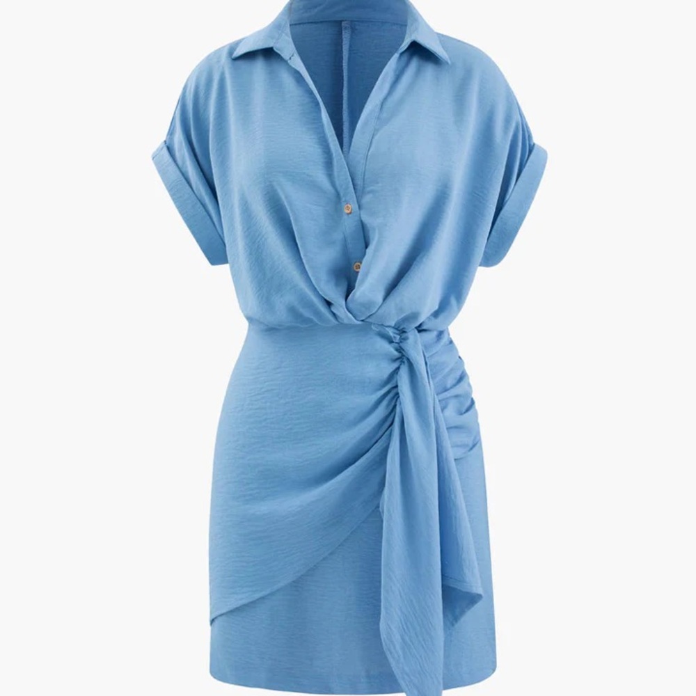 MICAS Ruched Detail Button Up Mini Dress